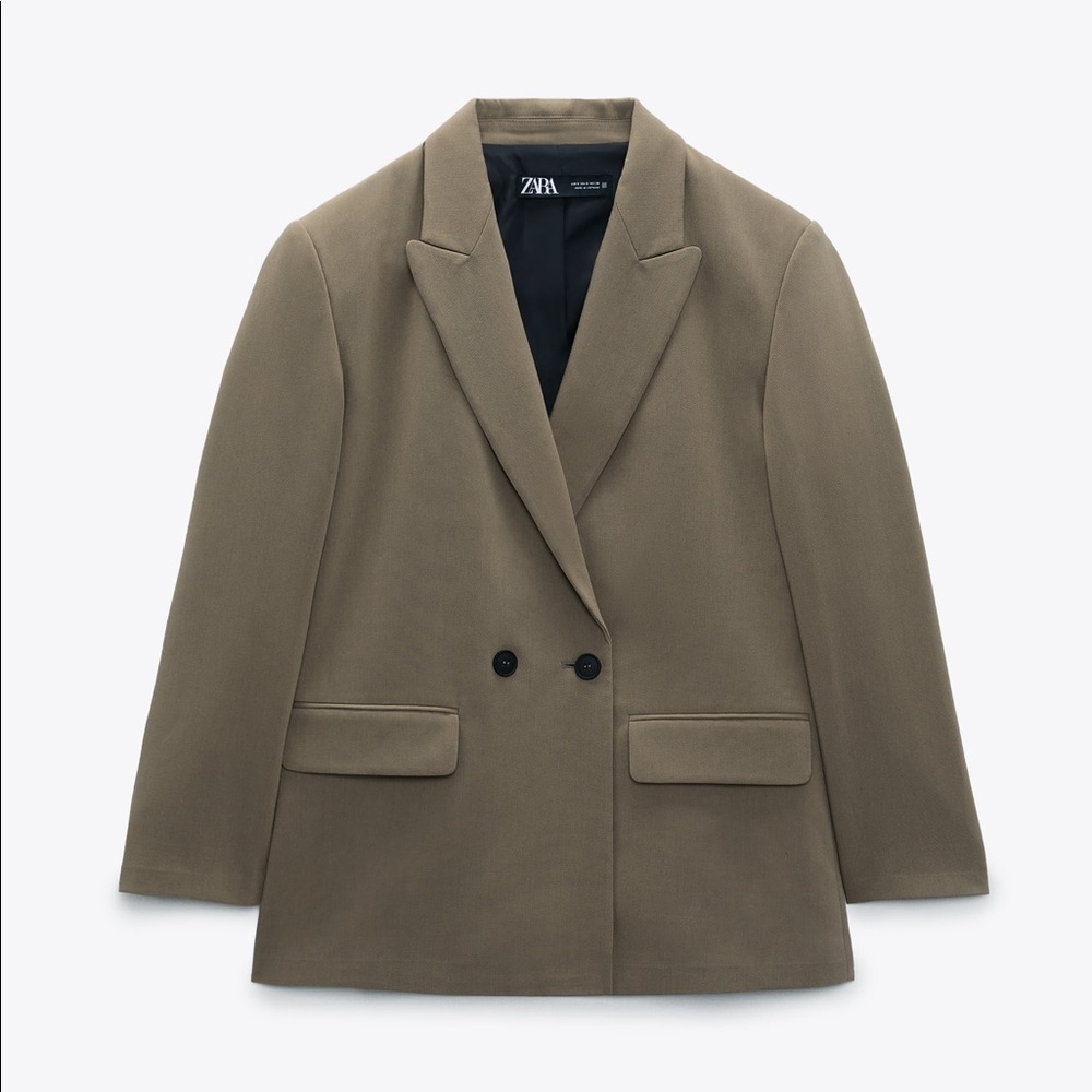 Zara OVERSIZED DOUBLE BREASTED BLAZER Khaki sz XS